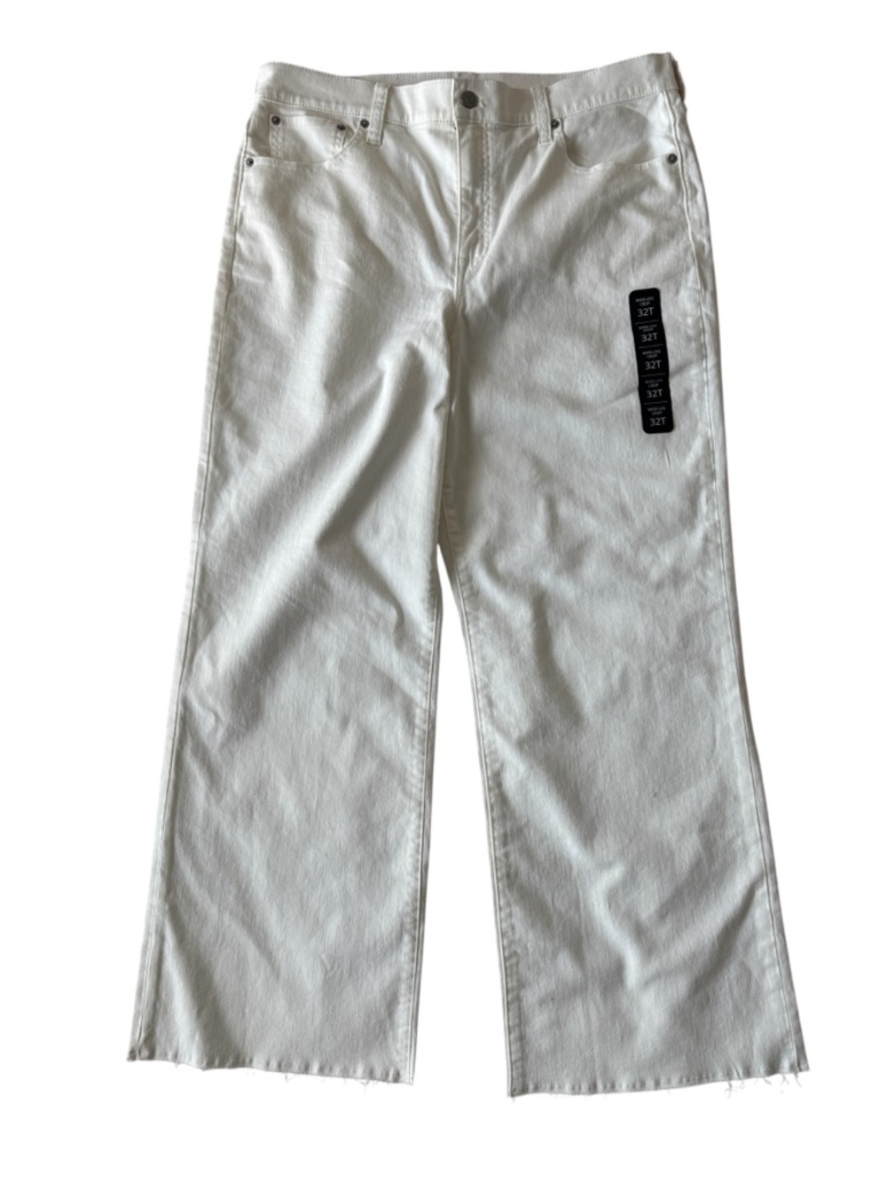 J. Crew Factory Tall Wide-Leg Jeans All-Day Stretch Size 32T In Seashell White